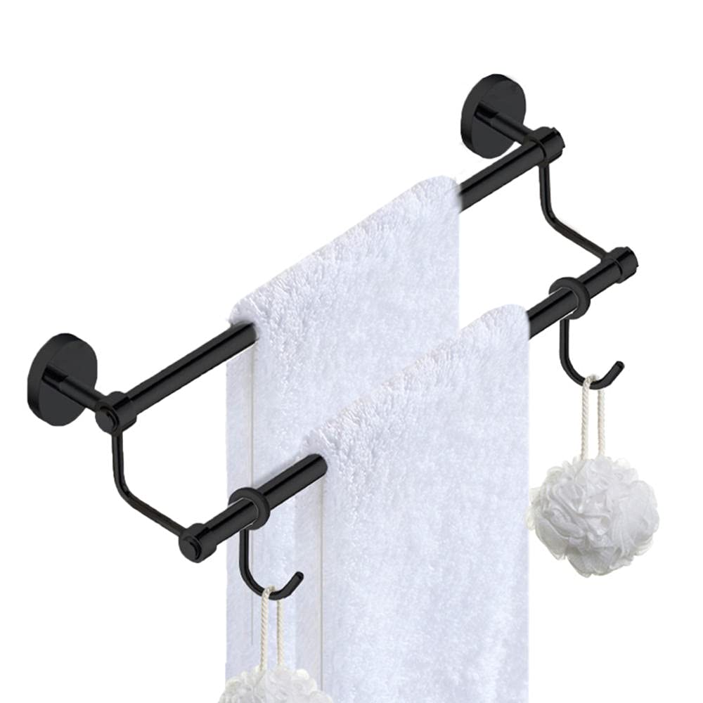 Fixation sans perçage : porte-serviettes noir auto-adhésif pour WC et petite salle de bain