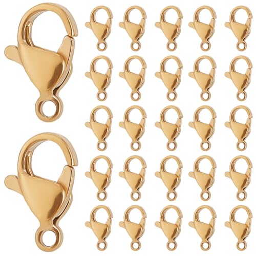 SOFPLATE 1 Box 100Pcs Real 18K Gold Plated Lobster Claw Clasp Jewellery Lobster Clasps Stainless Steel Connectors Accessories for Jewellery Making Supplies DIY Necklace Bracelet Keychains Crafts