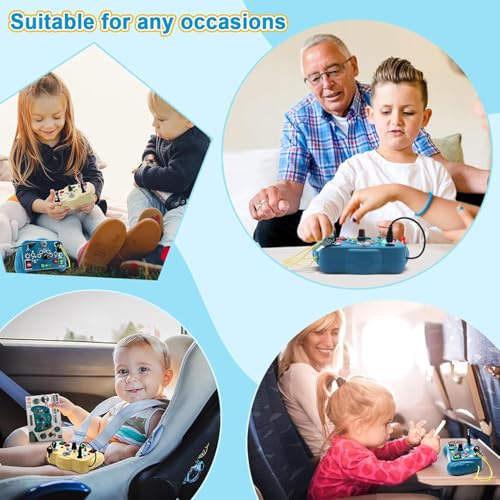 Image of SHINETOY Busy Board, Montessori Toys, LED Busy Board for Toddlers, Light up Sensory Toys with 8 Switches and 12 LED Lights, Gifts Toy for Babies Boys and Girls, Yellow