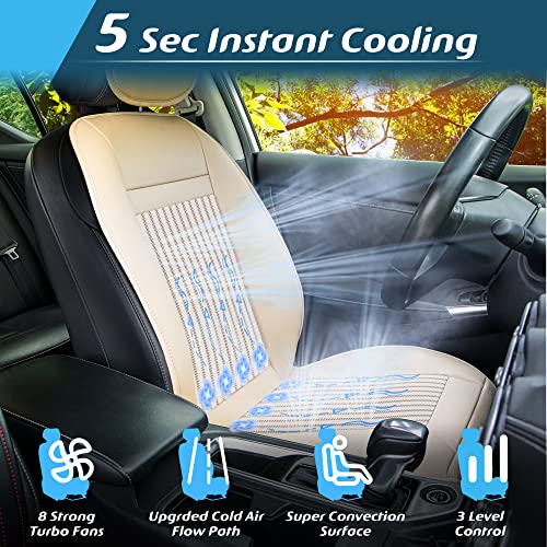 Paffenery 1Pcs Cooling Car Seat Cover Front Seat, 12V-24V Ventilated Cooling Car Seat Cushion, Cooled Seat Cover for Car SUV Truck Universal Fit, Fashion Beige