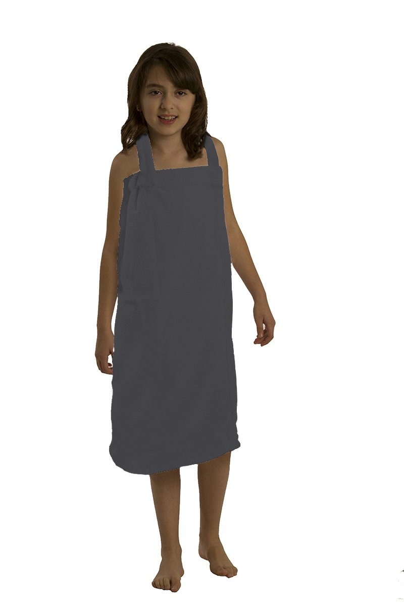 BY LORA Girls Plush Soft Fleece Spa Wrap Towel, Quick Dry, Small, Charcoal