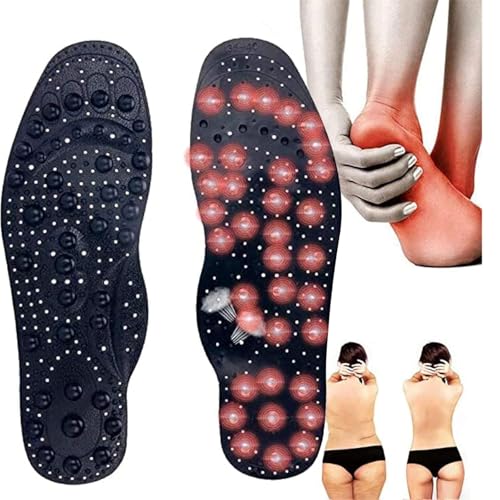 Plantillas Magnéticas para Zapatos de Acupuntura, Plantillas Confort para Hombres y Mujeres, Soporte para el Arco, Alivio del Dolor, Diseño Ergonómico, Ideal para Uso(Size:L(41-45),Color:Negro)