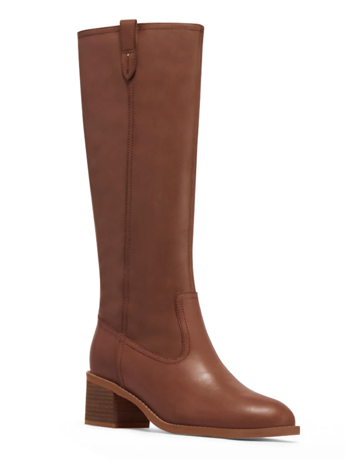 Coutgo Womens Knee High Boots Low Chunky Heel Round Toe Tall Boots Side Zipper Fall Dress Shoes