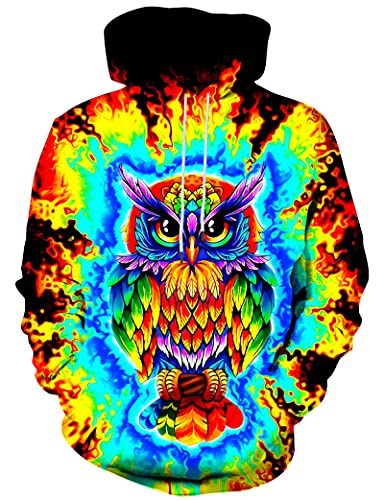 Hgvoetty Sweat à capuche unisexe 3D fantaisie pour homme et femme avec poches, Motif hibou...
