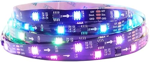 WS2811 RGB IC LED Tira de 16.4 pies, 30 LEDsm, luz de píxeles flexible direccionable de color de ensueño, LED digital programable de 10 píxelesm,