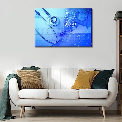 Image of TUMOVO 1 Pieces Wall Decor Medical Stethoscope Medical Examination Poster Canvas Paintings for Bedroom, Bathroom, Office. Clinical Laboratory Print on Canvas Framed Ready to Hang (16 inch Wx24 H)