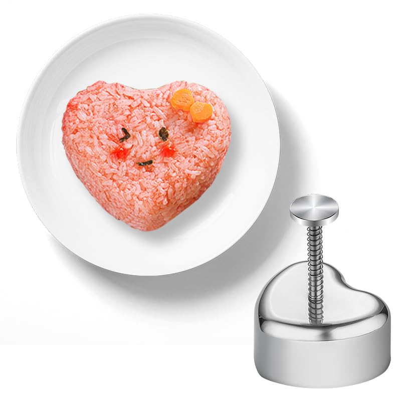 Heart-shaped Onigiri Mold, Stainless Steel Rice Ball Mold, Valentines Day Gifts for kids, Heart-shaped Spam Musubi Mold