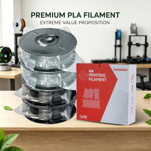 Image of Kingroon PLA 3D Printer Filament, Dimensional Accuracy + /- 0.02 mm, 4kg Spool(8.8lbs), 1.75 mm, 4KG 2KG Black+2KG Grey