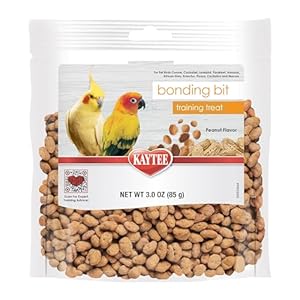 Kaytee Pet Bird Bonding Bits Training Treat for Conures, Cockatiels, Lovebirds, Parakeets, Amazons, African Greys, Ecletus, Pionus, Cockatoos and Macaws, 3 oz
