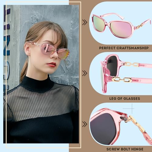 FEISEDY Vintage Square Polarized Sunglasses for Women UV400 Travel Driving Fashion Arcuate Sunglasses B25263