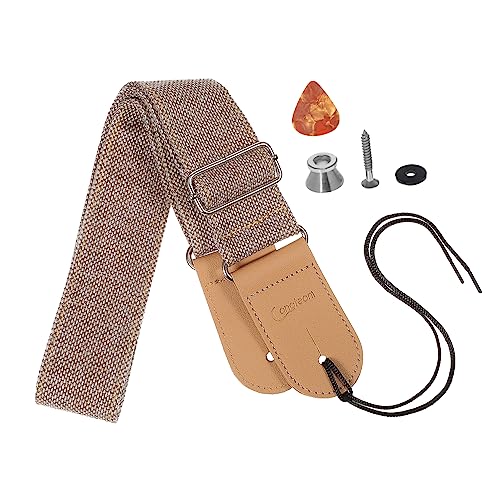 VICASKY Brun Clair Coton Lin Guitare Stud Sangle Basse Guitare Coton Lin Sangle De Guitare Ceinture Remplacement Sangle De Guitare Guitare Ceinture Ballade Instrument De Musique Réglable - Les Beatles, Paul McCartney, John Lennon, RIngo Starr, George Harrison VICASKY Brun Clair Coton Lin Guitare Stud Sangle Basse Guitare Coton Lin Sangle De Guitare Ceinture Remplacement Sangle De Guitare Guitare Ceinture Ballade Instrument De Musique Réglable