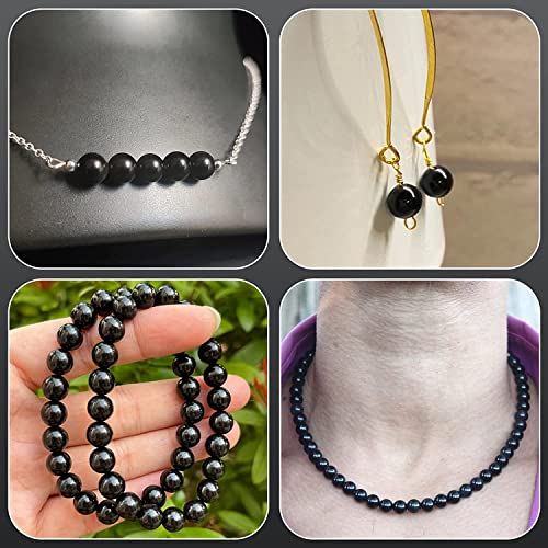 Image of 51pcs Natural Beads Round Gemstone Beads Obsidian Loose Beads for Jewelry Making 8 MM || Feng Shui || Gemstone || Reiki || Healing || ओब्सीडियन