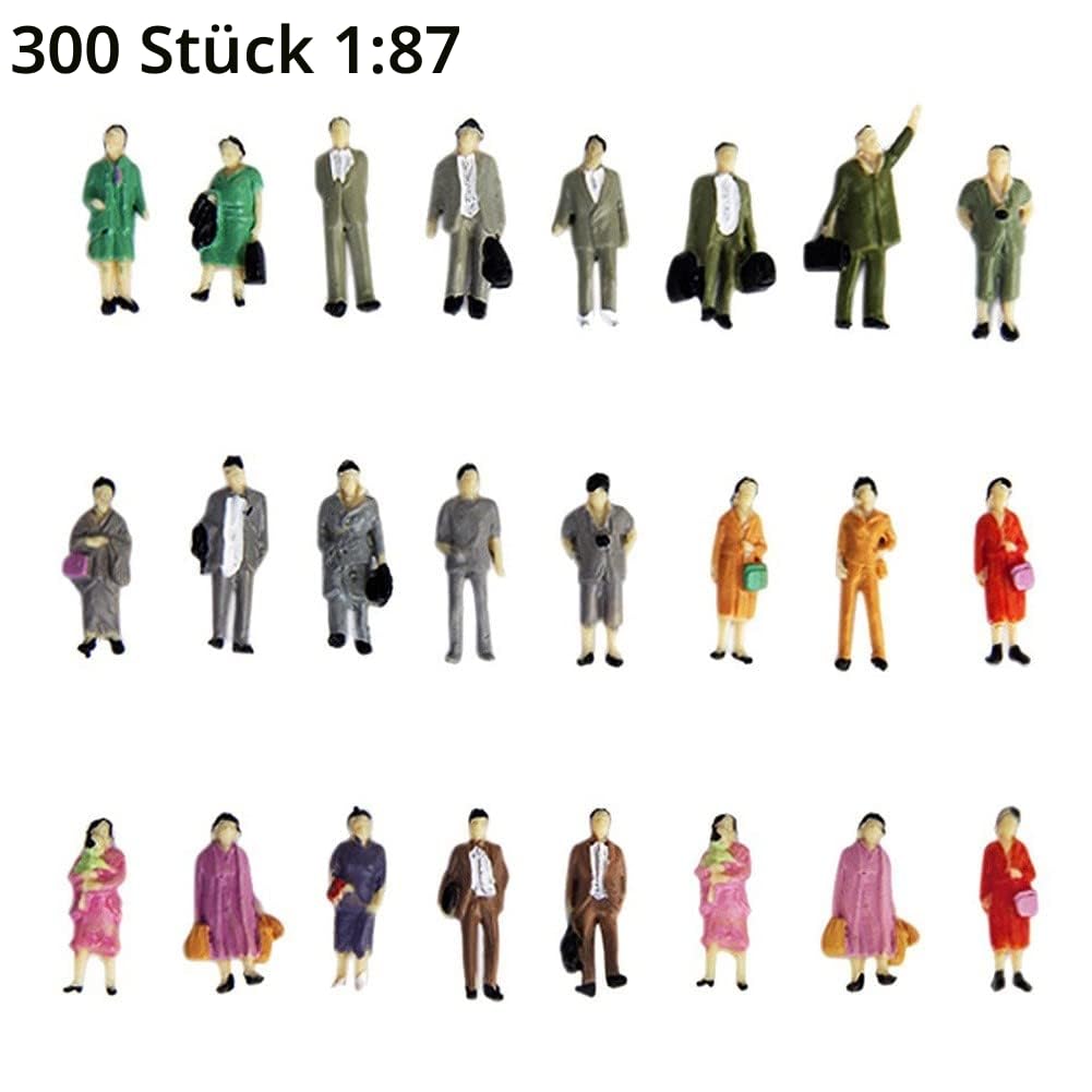 300 Stück Eisenbahn-Zug-Layout im Maßstab 1:87 HO, Modell Figuren Verschieden stehende Figuren bemalte Figuren, Modell-Personen, Passagiere, HO-Maßstab, Modelleisenbahn, Straße, Passagier