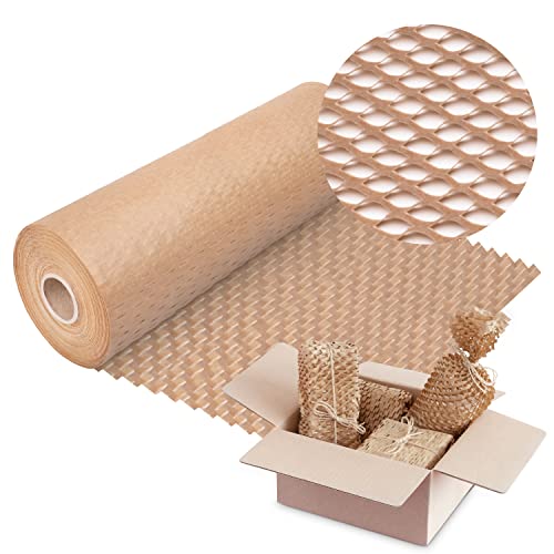 V1 Trade Verpackungspapier Rolle 40cm x 50m - Braunes Wabenpapier...