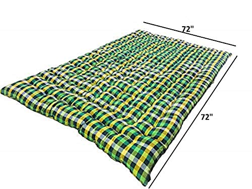 Image of ATOOTFUSION Foldable & Movable Soft Cotton Quilt Mat - 6x6 ft Cotton Mattress Gadda for Comfortable Sleep (72x72 Inches)