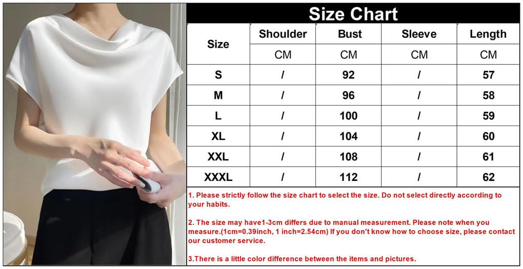 Camisetas de seda satinada de manga corta con cuello redondo para mujer, blusa informal para oficina
