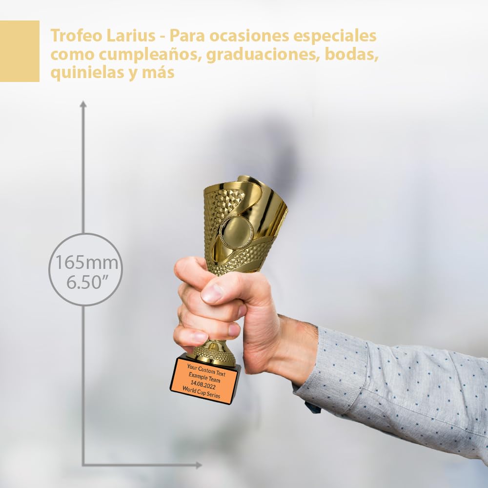 Larius Trofeo de Fútbol 165 mm (265g), Premio Personalizable con Base de Piedra – Ideal para Torneos, Equipos y Todo Tipo de Eventos