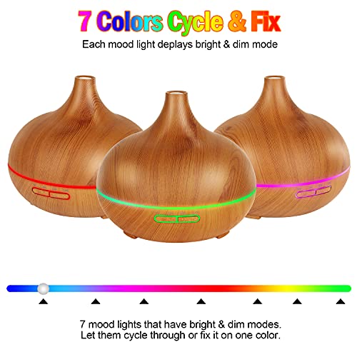 Essential Oil Diffuser, 550Ml Aroma Diffusers For Essential Oils Aromatherapy Diffuser, Ultrasonic Cool Mist Humidifier For Home Office With 7 Light Colors, 4 Timer Setting, Waterless Auto Off #TOP2