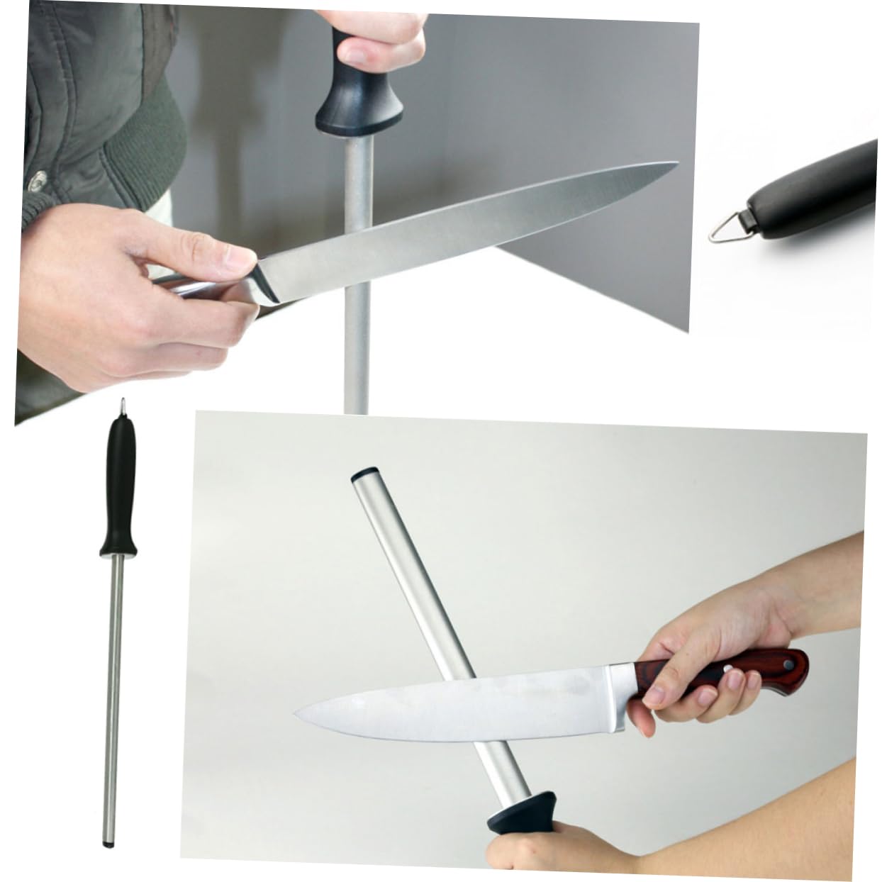 HOLIDYOYO Honing Steel Sharpening Rod with Ergonomic Rubber Handle for Kitchen and Chef Use and Efficient Sharpener Tool