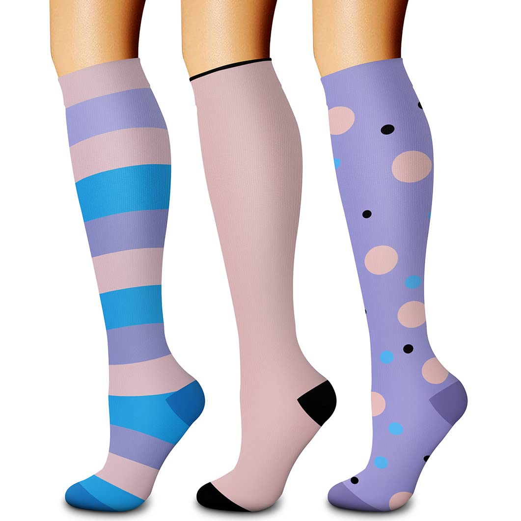 3 Pairs Copper Compression Socks for Women & Men Circulation 15-20 mmHg is Best for All Day Wear Running Nurse