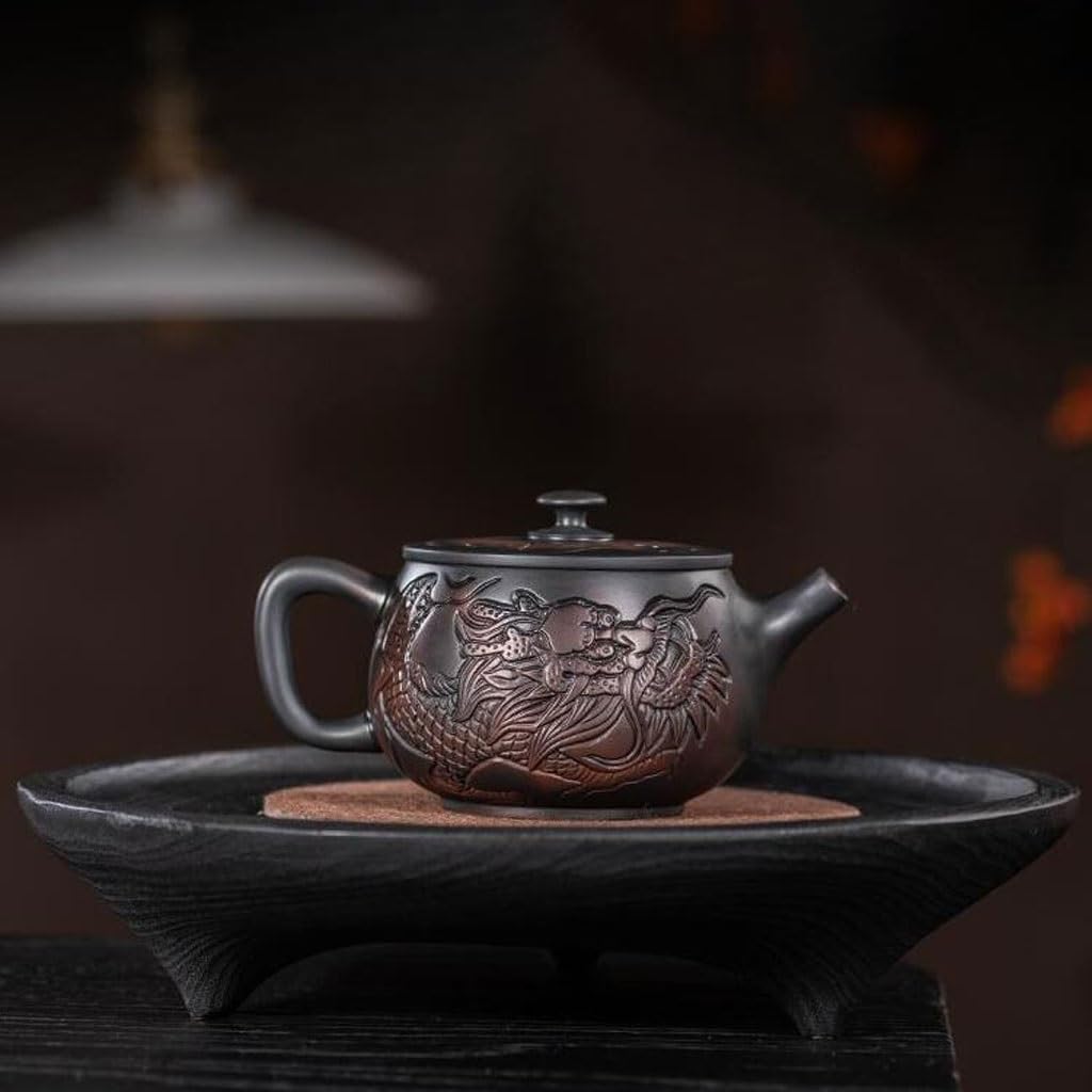 Czajniczek do herbaty popołudniowa herbata 250 ml ręcznie rzeźbiony domowy czajniczek Kung Fu zestaw do herbaty taca na herbatę dekoracja mały czajniczek