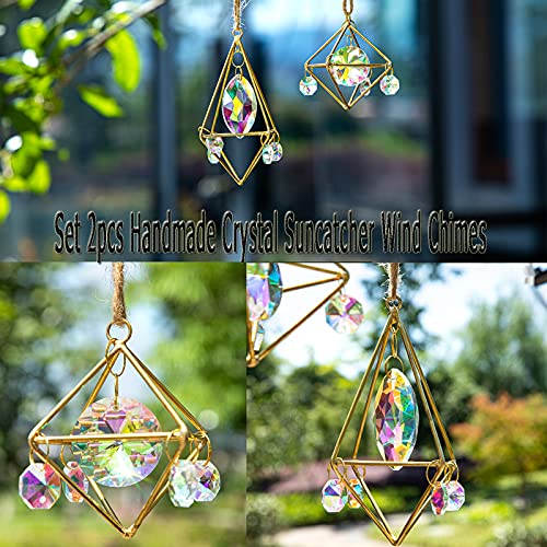 image for H&D HYALINE & DORA Set 2pcs Handmade Crystal Suncatcher,Window Hanging