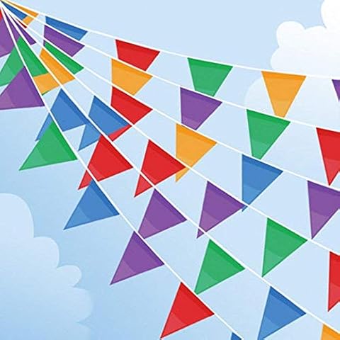 100M Bunting Banner, Multicolor Flag Banners with 200 pcs Triangle Flags, Nylon Fabric Bunting Banners for Birthday, Wedding, Outdoor, Indoor Activity, Party Decoration Cover