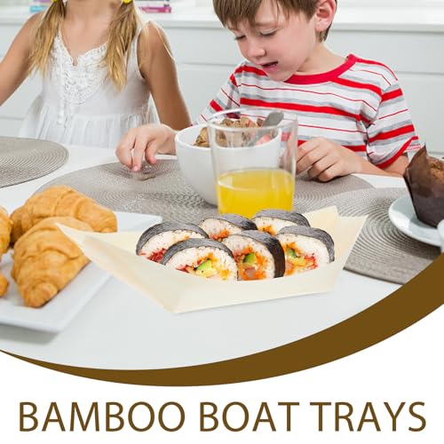 50 platos desechables en forma de barco para sushi 8 pulgadas miniatura 3
