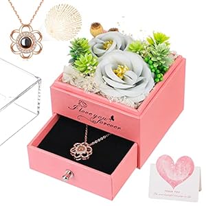 YUDX121 Romantic Valentines Day Gifts for Her, Women, Mom, Artificial Roses with Necklace Birthday Gifts for Girlfriend…