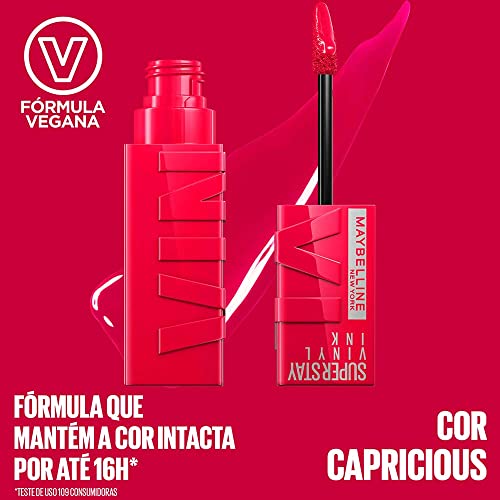 Image of Maybelline New York Super Stay Vinyl Ink Longwear No-Budge Liquid Lipcolor Makeup, Highly Pigmented Color and Instant Shine, Capricious, Raspberry Pink Lipstick, 0.14 fl oz, 1 Count