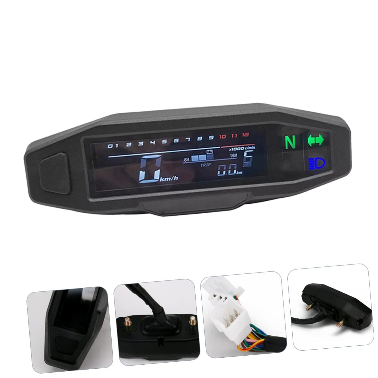 LCD Speedometer Digital Odometer with Sensor 199KM/H 1200RPM Waterproof Gauge for Motorbike Riding