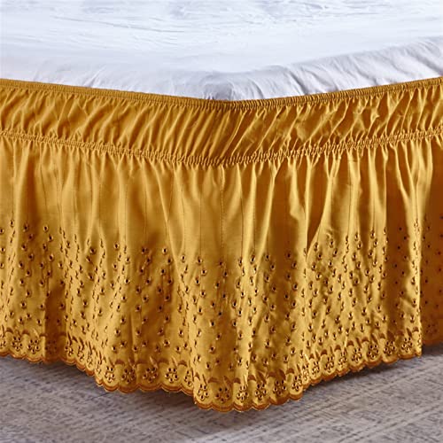 LIVEINU Bettrock Bettvolant Elastische Staub-Rüschen Bettrock mit Rüschen Elastische Staubrüsche Mit 38 cm Fallhöhe Queen/38cm Drop Gold - Image 5