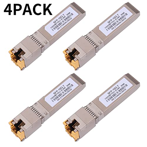 Image of 4PACK 10G SFP+ to RJ45 Copper Module, High-Speed 10GBase-T Transceiver, 10Gb SFP+ Ethernet CAT.6a /7 up to 30 Meters, Compatible with Cisco,Ubiquiti,Netgear,D-Link,TP-Link,Mikrotik,Unifi and More