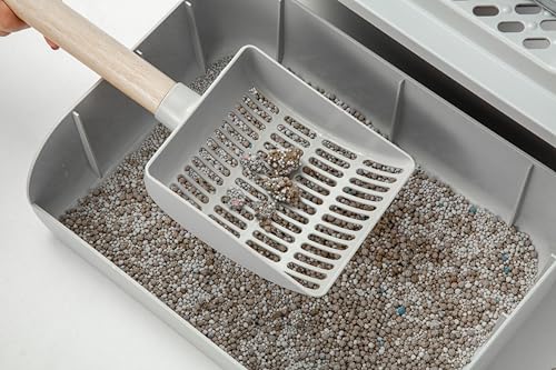 Cat Litter Scooper Premium Deep Shovel Litter Scoop for Cats Large Size Long Handle for Your Cat Litter Box Easy Scooping & Disposal Grey