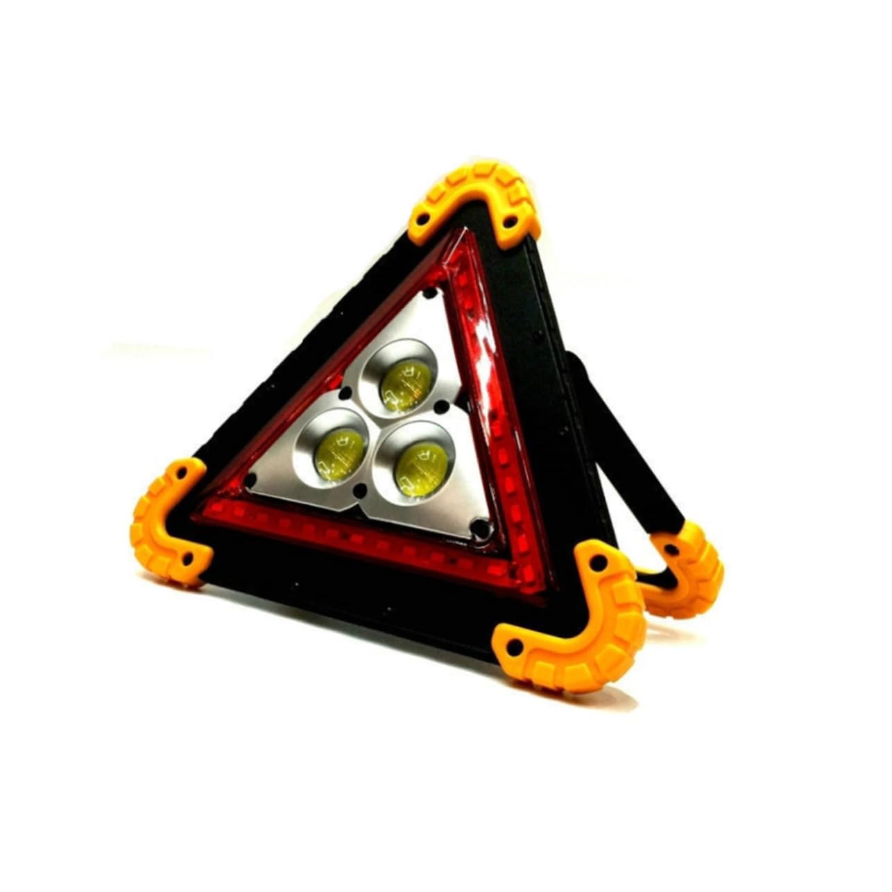 Balise de Sécurité Triangulaire LED Cob Jaune, Pliable, sans Batterie