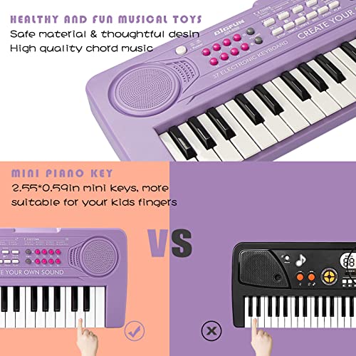 Raimy Kids Keyboard Piano, 37 Keys Portable Piano Early Learning Educational Electronic Music Keyboard Instrument Toys For 3 4 5 6 7 8 Year Old Boys And Girls (Purple) #TOP2