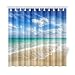 INTERESTPRINT Beach Ocean Theme Shower Curtain, Wavy Ocean Surface Scenery Polyester Fabric Mildew Resistant and Waterproof Bath Curtains, 72 by 72 Inches Extra Long, Blue Turquoise Sand