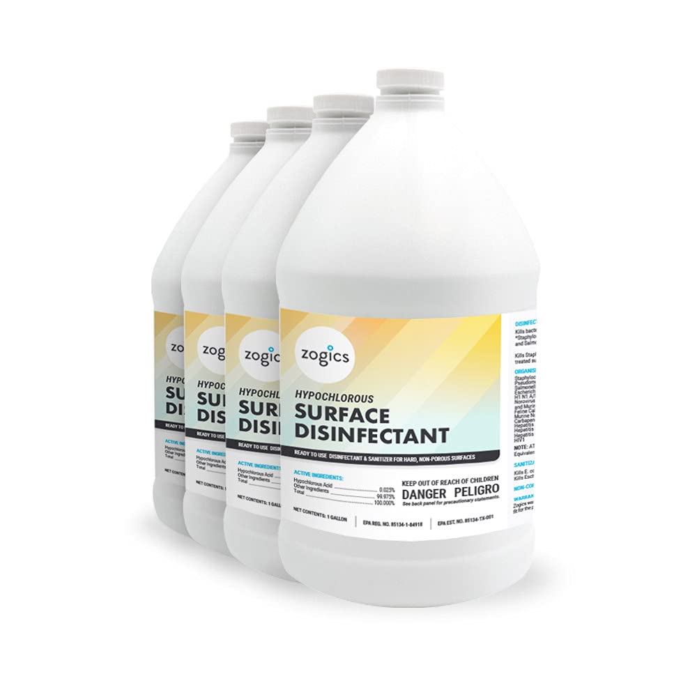 Zogics Hypochlorous Acid Ready-to-Use Disinfectant - EPA-Registered List N - Perfect for ULV Electrostatic Sprayers and Foggers Case