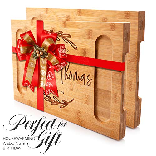 Tabla de cortar rectangular de bambú personalizada de 40.64 cm x 25.4 cm para bodas miniatura 6