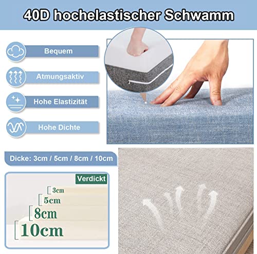 QCLUEU Benutzerdefinierte Bankkissen Bankauflage Sitzkissen Bank,Waschbar Abnehmbarem Rutschfestes Gartenbankkissen füR Outdoor,GartenmöBel,Terrasse,Drinnen – Bild 3