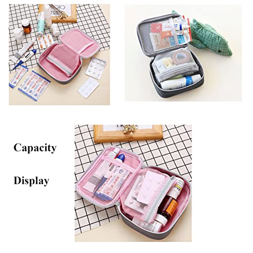 Image of Mini First Aid Kit 2 Pack Empty Medicine Bag Cute Storage Bag for Office Travel Vehicle Beach Emergency Zipper Pouch with Mesh Pockets Small Size Survival Medical Packet Fit for Handbag Purse