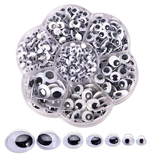 HAOCAI Lot de 500 yeux de poupée autocollants ronds en plastique - Yeux mobiles - Pour scrapbooking, loisirs créatifs, poupées Cover
