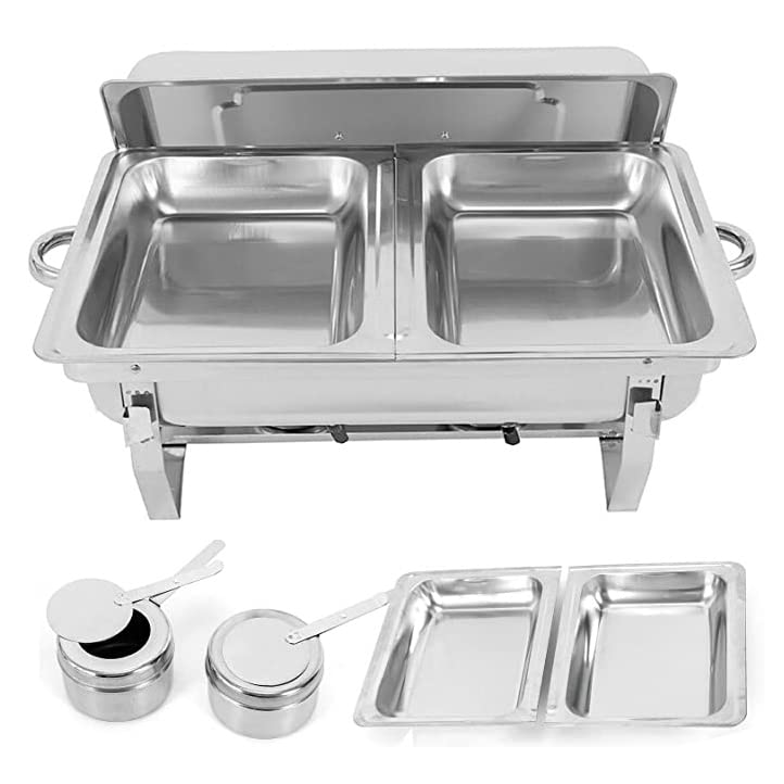 BATLAM Chafing Dish Set 9L Contenitore riscaldante in Acciaio Inox, Contenitore riscaldante per Piatti, scaldavivande Contenitore Termico per Catering Buffet Party