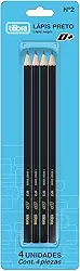 Tilibra - Lápis Preto Sextavado N.2 D+ - Blister com 4 Unidades