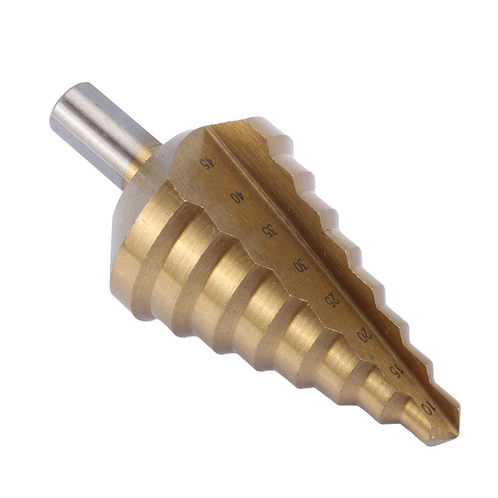 Foret étagé Yosoo Pagoda - 10 à 45 mm - En acier HSS - Revêtu de titane - Bout de forme conique - Pour outil électrique