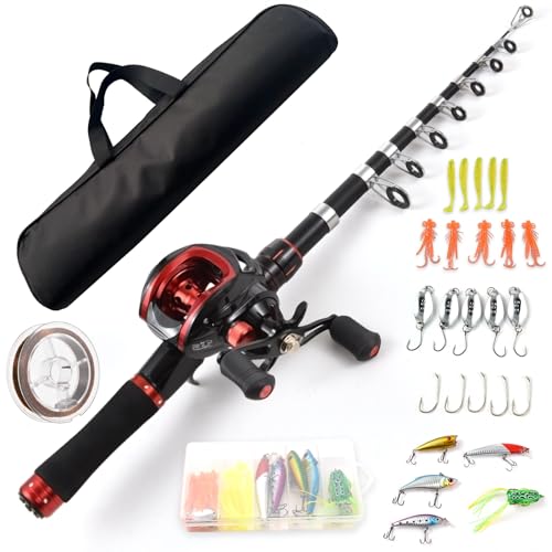 SOUUXIU Angelrute und Rolle Combo 2,1 m Teleskop Angelrute mit Links Hand Baitcasting Rolle SOUUXIU Angelrute und Rolle Combo 2,1 m Teleskop Angelrute mit Links Hand Baitcasting Rolle