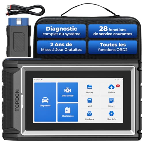 TOPDON ArtiDiag800 BT 2 Outil de Diagnostic de Voiture sans Fil OBD2 Scanner Bluetooth, Systèmes complets, 28 Fonctions de réinitialisation, Contrôle...