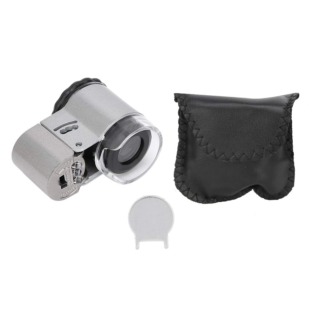 Mini Pocket Microscope 50X with LED Light Portable Magnifying Glass for Banknote Detection Jewelry Appraisal Printing Inspection