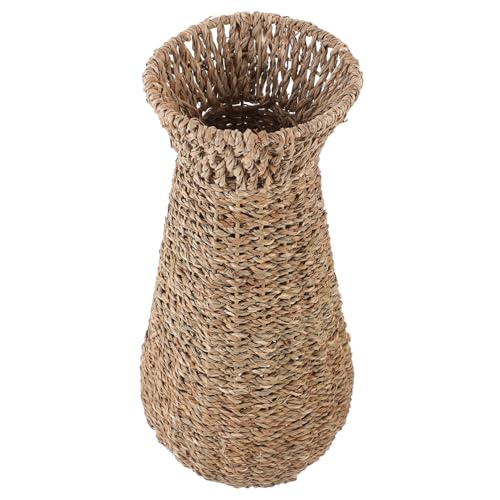 VANZACK Jarrón De Suelo De Rafia Maceta Alta De Canasta De Flores Exquisita para Decoración De Salón Adorno De Maceta Hogar Florero De Estilo Rústico