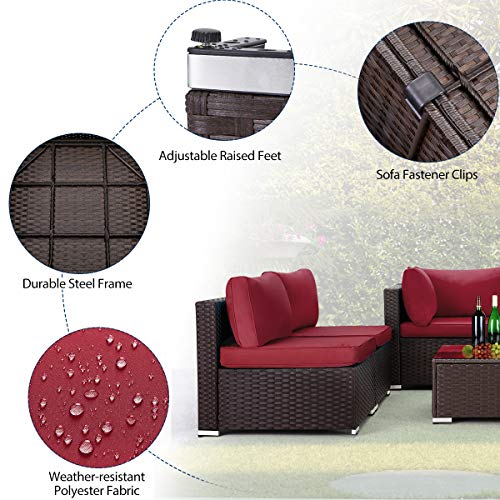 image for U-MAX 7 Pieces Outdoor Patio Furniture Set, All Weather Brown PE Ratta